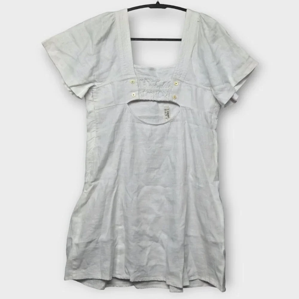 MADEWELL Square-Neck Mini Dress in 100% Linen White 12 NWT - Picture 5 of 12